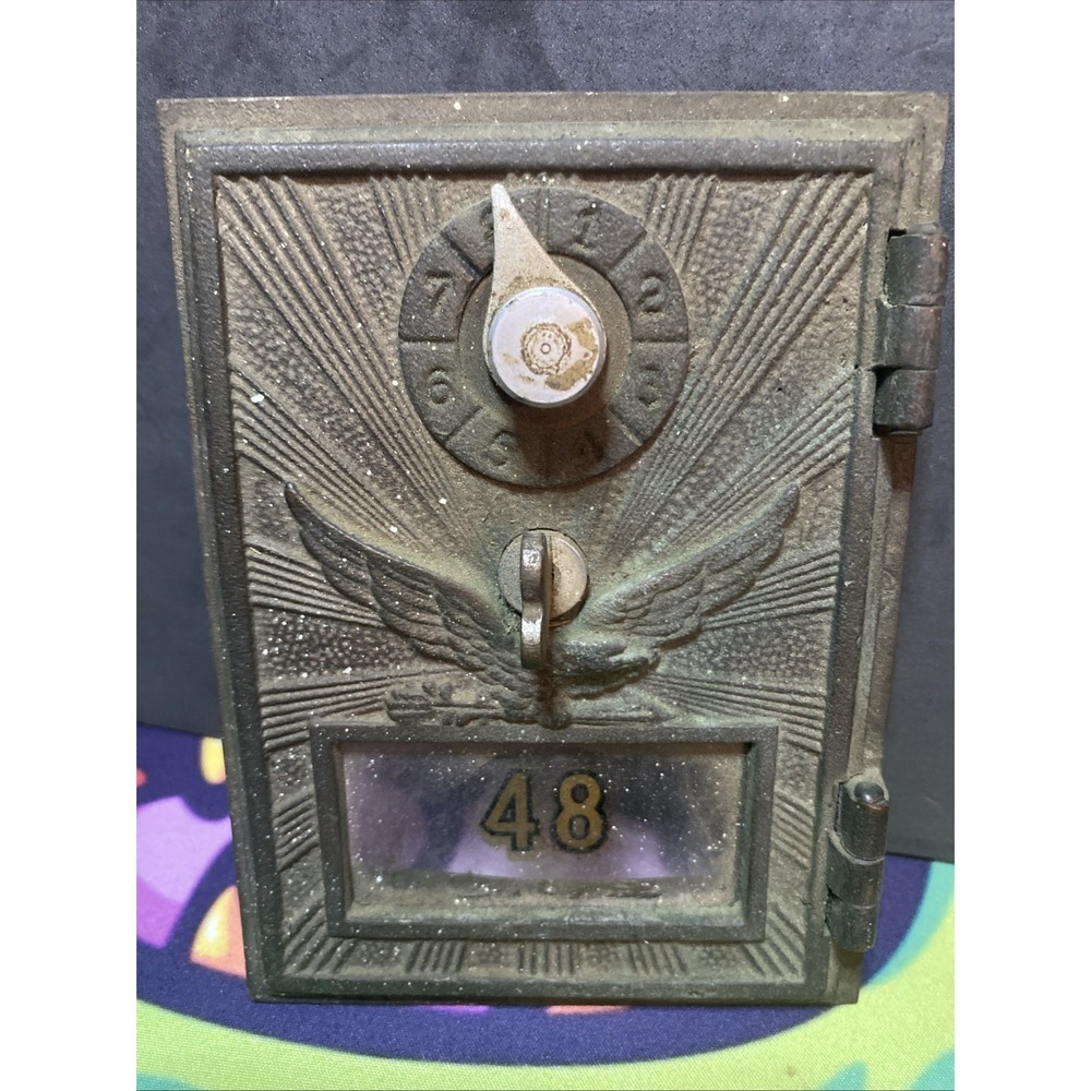 Antique  Post Office Bronze Door Mail Box Postal Bank, 5" X 4"  #48 G3
